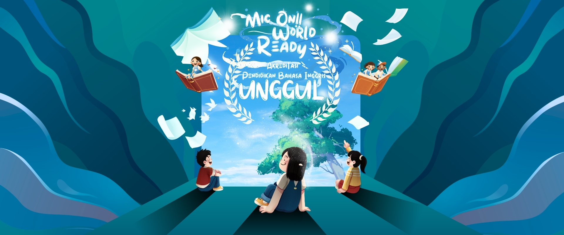 Poster Ajakan Membaca Buku Ilustratif Biru dan Hijau (1920 x 1080 px)(1)