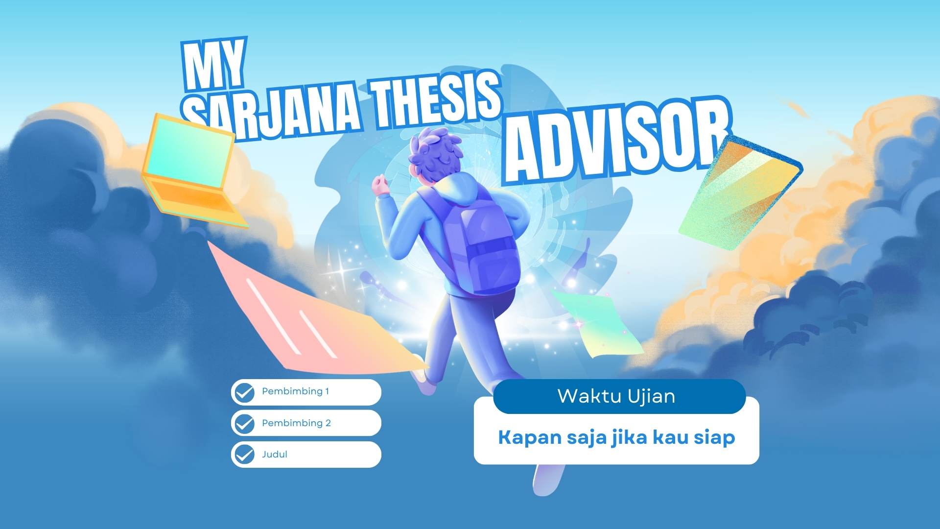 Biru Modern Kreatif Ilustrasi Pamflet Bimbingan Belajar Sekolah Dokumen A4