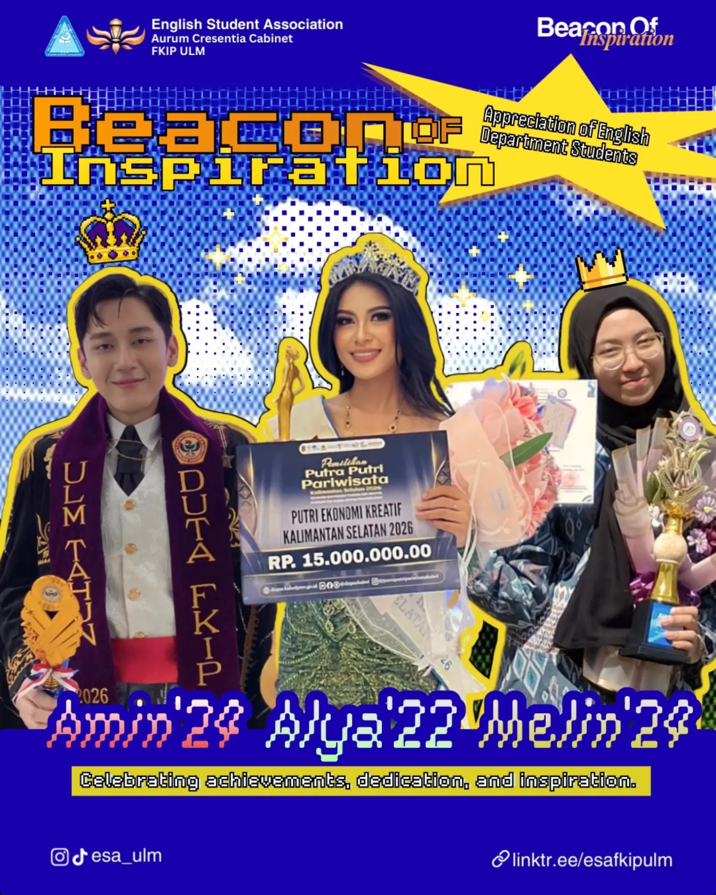 Beacon of Inspiration: Tiga Mahasiswa Pendidikan Bahasa Inggris ULM Ukir Prestasi
