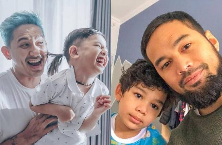 Para ayah bersama anak laki-lakinya yang mirip (take after)